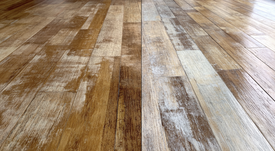 Tache de peinture enlevée sur parquet stratifié