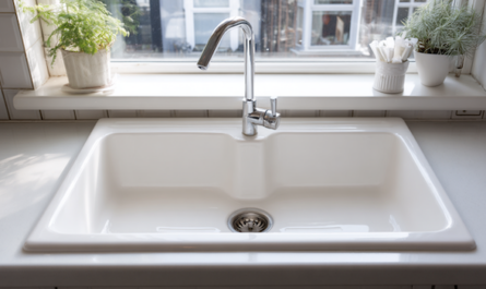 Évier en résine blanc propre